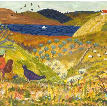 The Pigeon – Two young children and their friend the pigeon takes in the tranquil view of the valley. Sheep graze, birds take flight, and a small boat gently bobs on the waves of the dark blue lake’s waters.